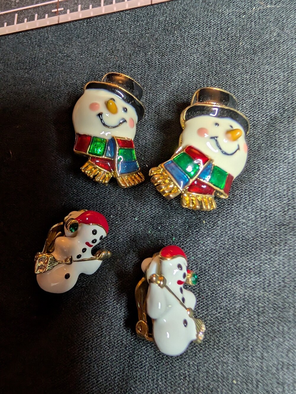 Cute Snowman Holiday Earring Sets - Colorful Enamel Scarves